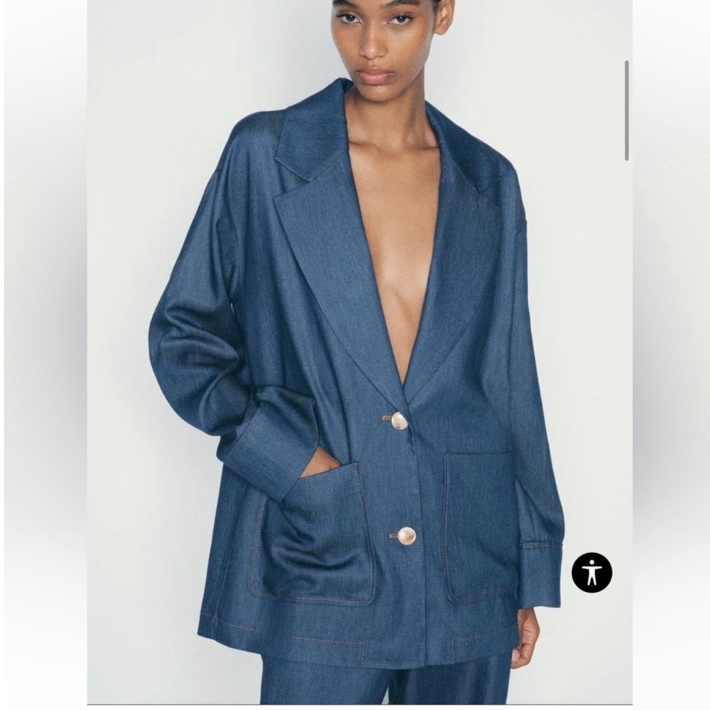 ZARA DENIM EFFECT OVERSIZED BLAZER